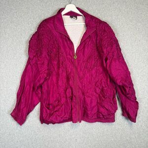 Vintage Mureli Women's Size 1X Plus Pink Textured Jacket Windbreaker Nylon